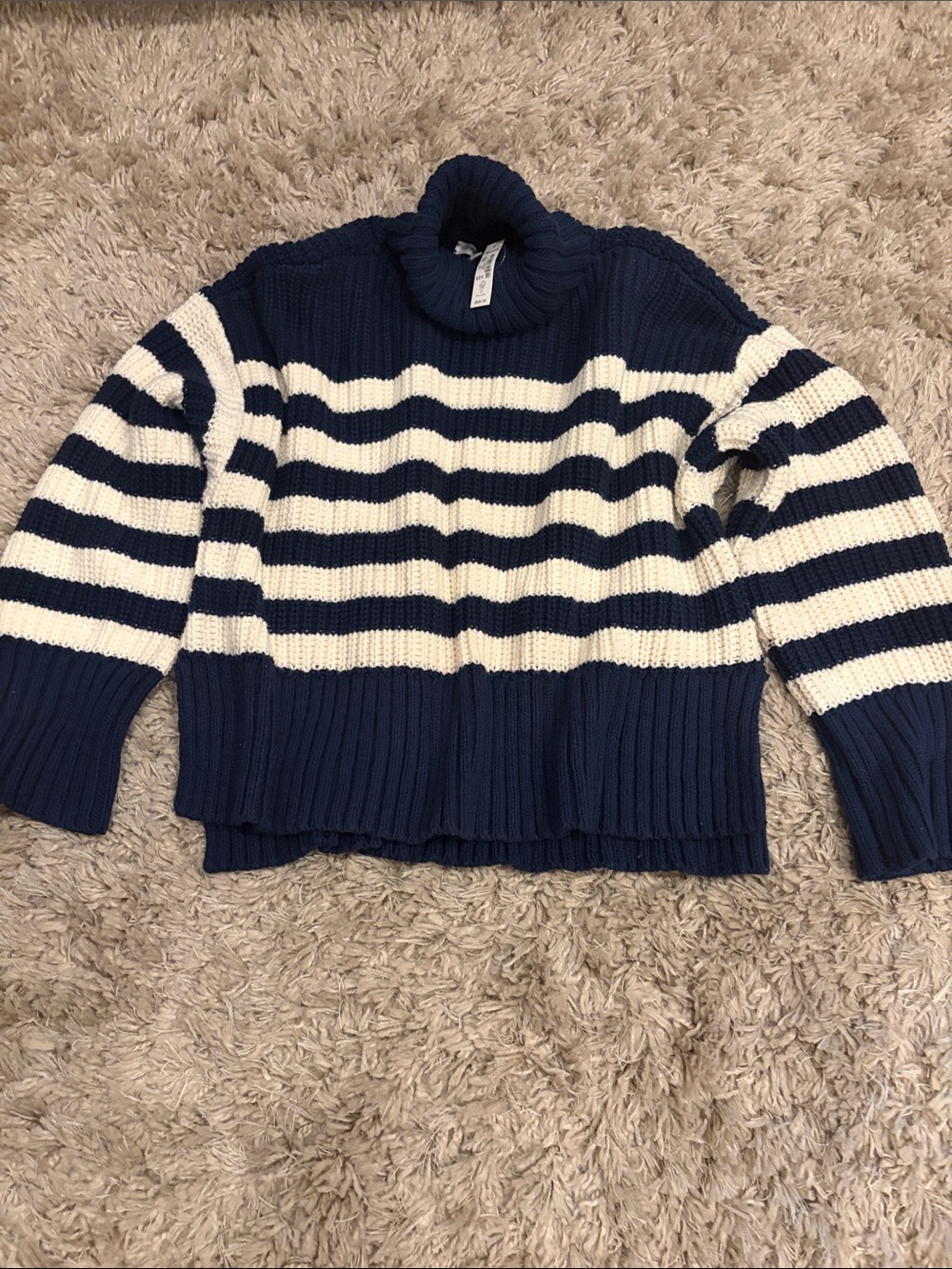 Madewell Navy & White Striped Cozy Turtleneck Sweater
